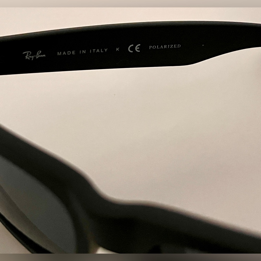 Unisex Ray-Ban Polarized Sunglasses | Matte Black Frame, Dark Blue Lenses - Picture 3 of 5